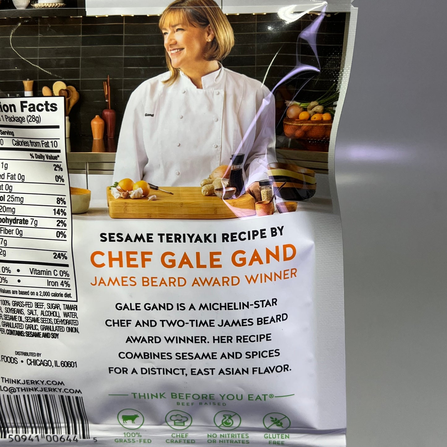 THINK (10 PACK) Gluten Free Grass Fed Sesame Teriyaki Beef Jerky 1oz BB 11/26