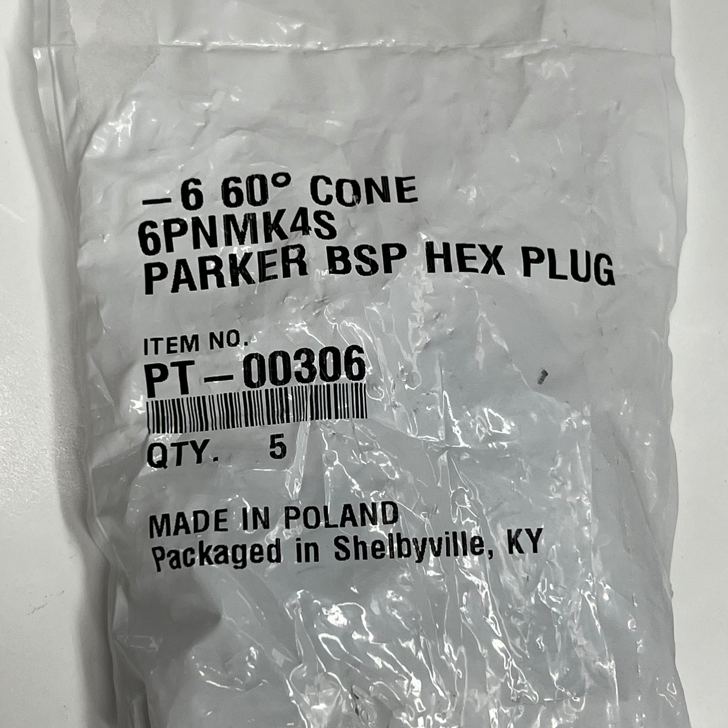 PARKER (5 PACK) Steel Compression Tube Plug 3/8-19" Thread PT-00306
