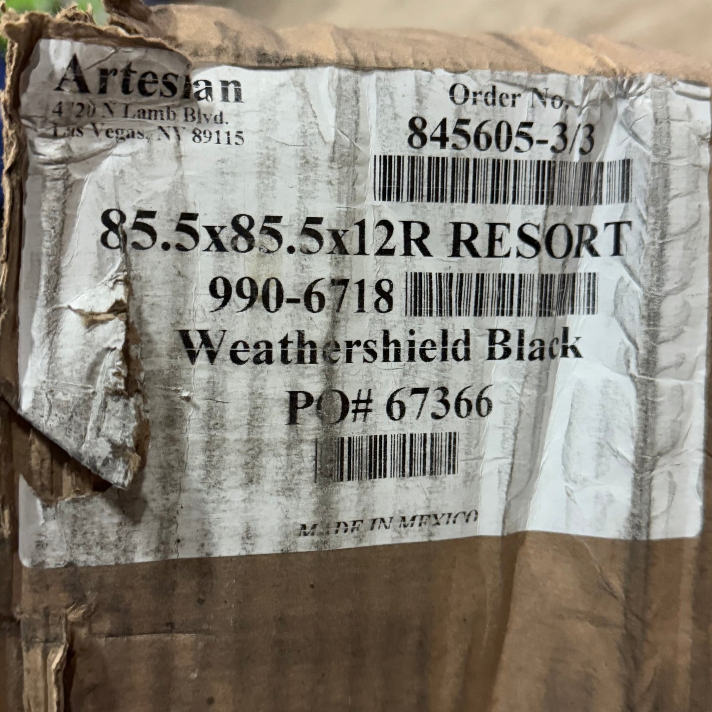 ZA@ ARTESIAN Weathershield Black 990-6718 Sz 85.5x85.5x12 (AS-IS, Damage)