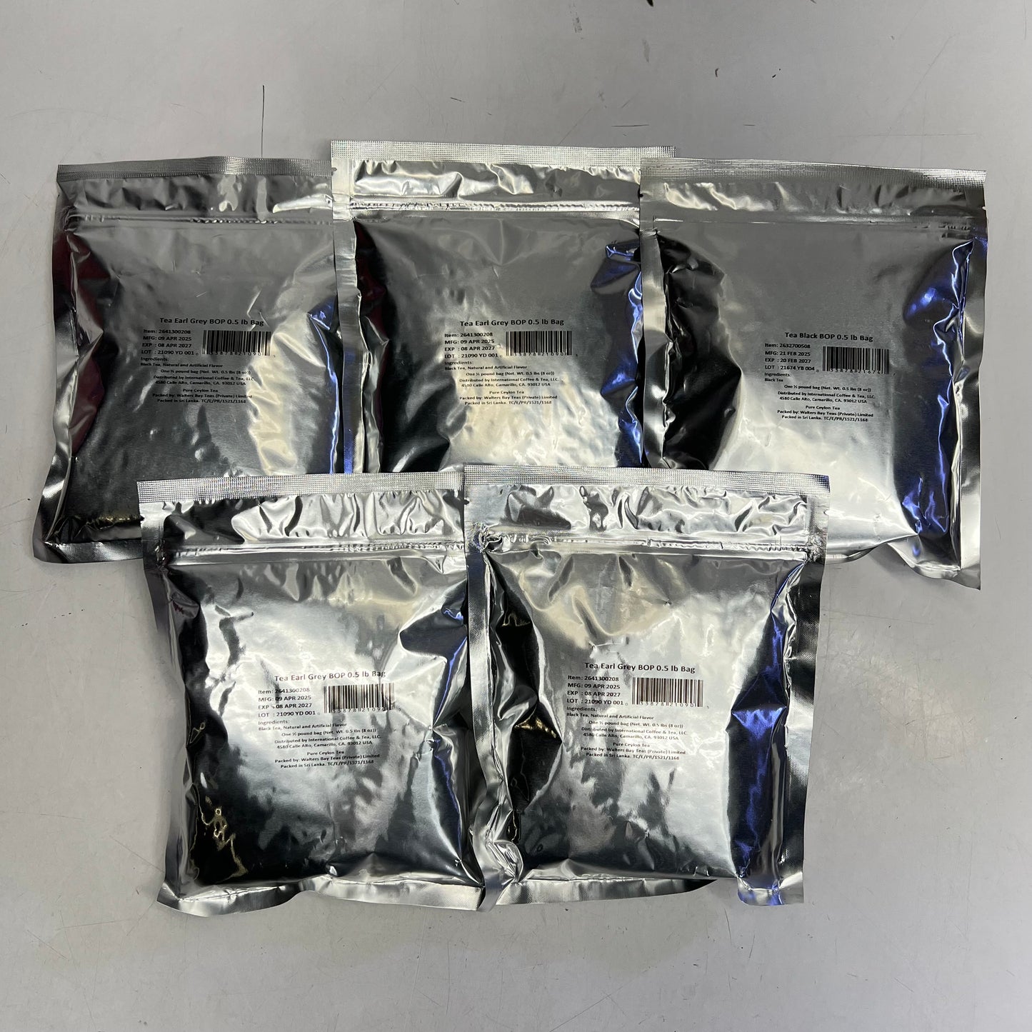 WALTERS BAY TEAS (5 PACK, 0.5lbs EACH) Earl Grey Tea  BB 04/27