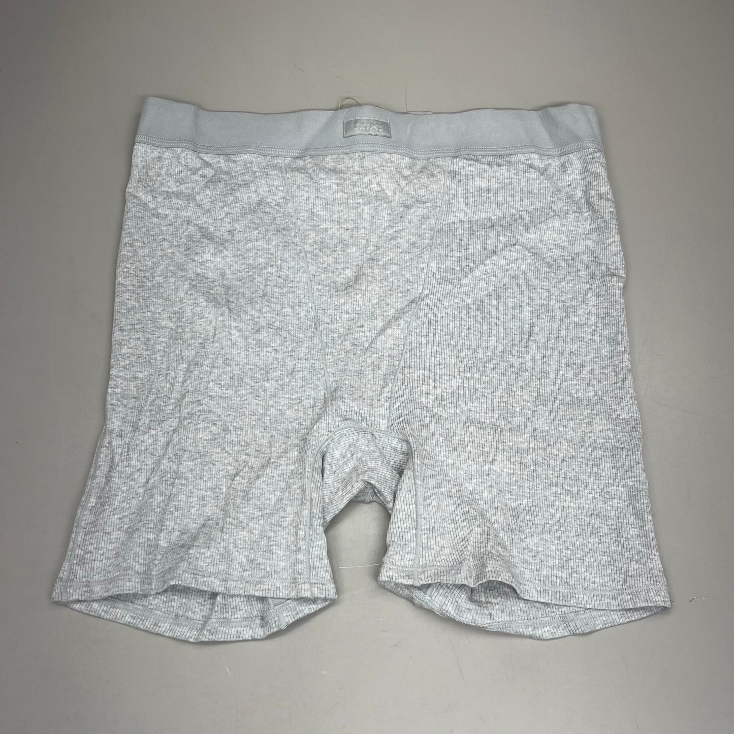 SKIMS Soft Elastic Waistband Cotton Rib Boxer Women's Sz XL Light Heather Grey