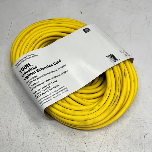 POWER FIRST Indoor & Outdoor Lighted Extension Cord 100' 15.0 AMP 4GAC2