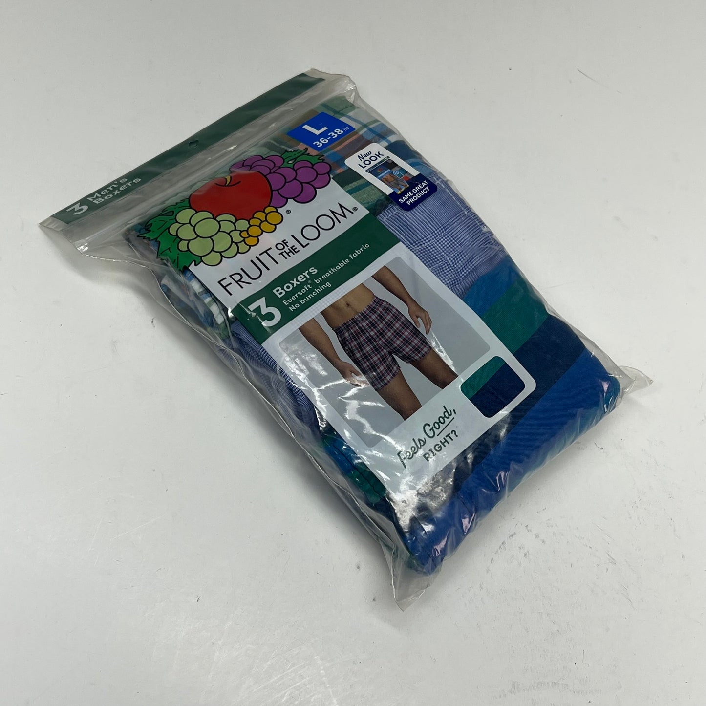 ZA@ FRUIT OF THE LOOM (3 PACK) Eversoft Breathable Fabric No Bunching Boxers Men's Sz L Plaid/Multicolor 590103