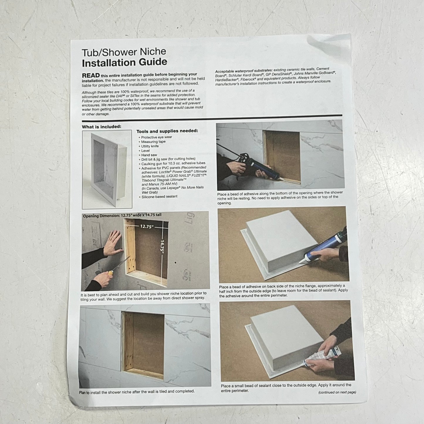 PALISADE Shower Niche Cracked Slate Horizonal/Vertical 12"x14"x3.5" Grey 53|618