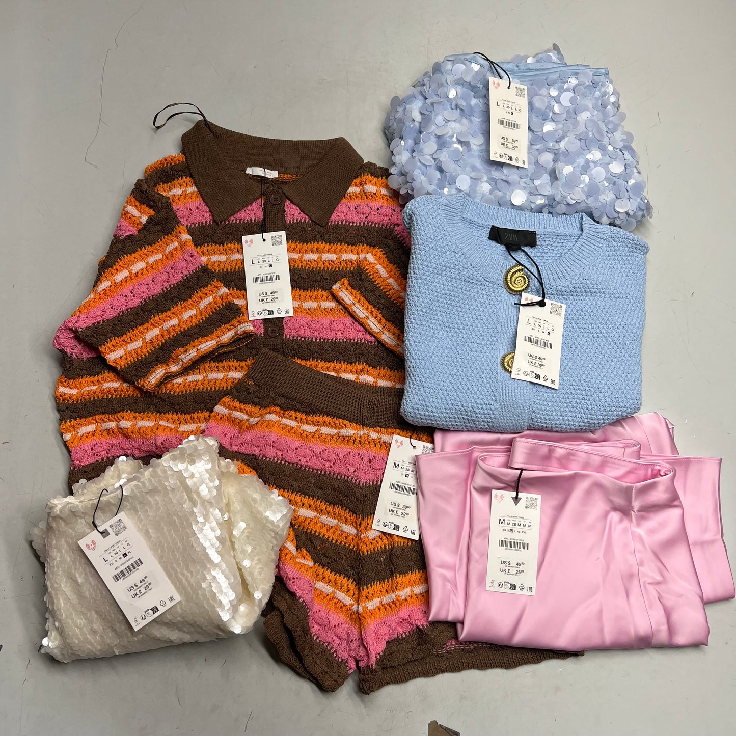 ZA@ ZARA Lot of Assorted Clothing Cardigans & Skirts Women's Sz M & L Multicolor