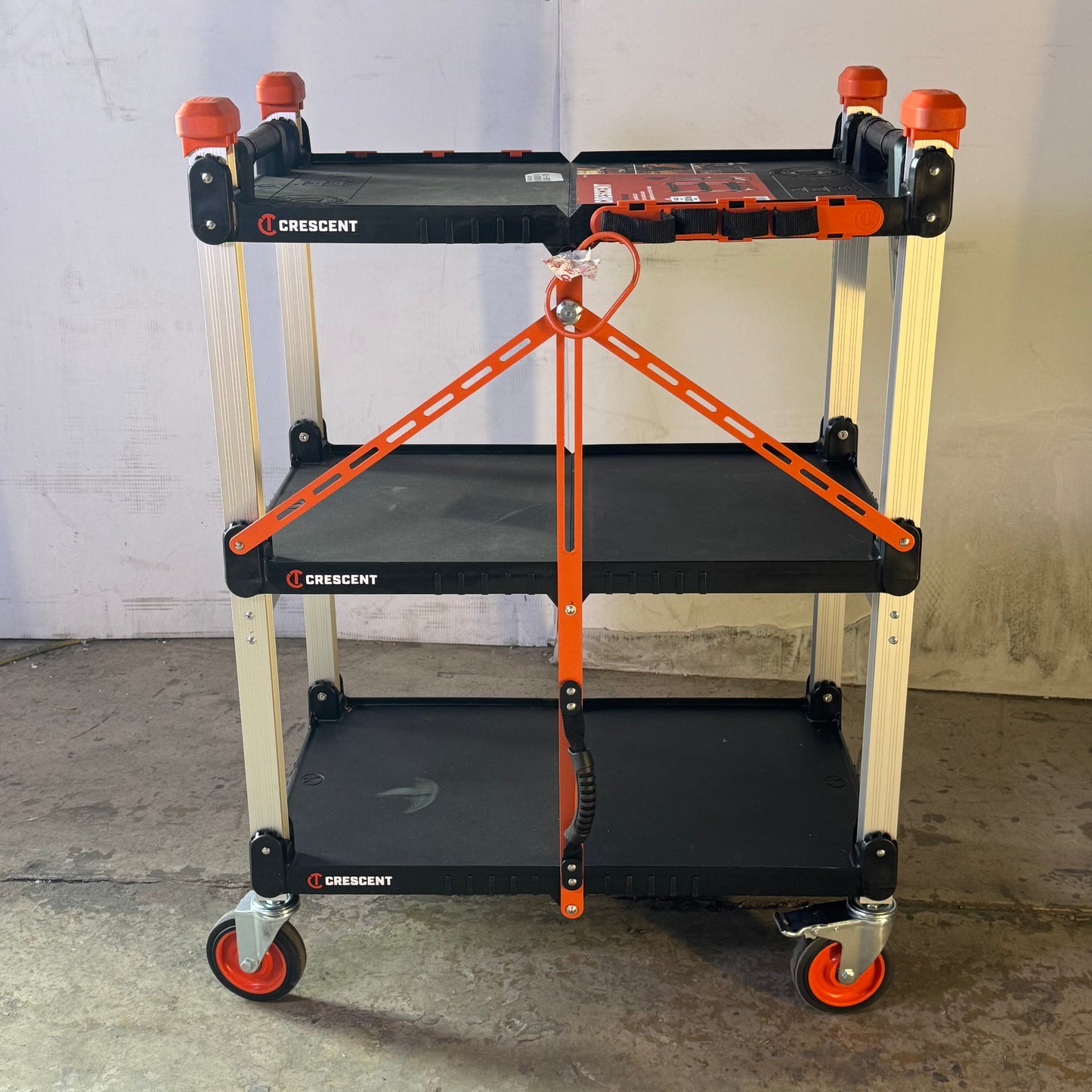 CRESCENT Folding Jobsite Cart Sz 29.5"L x 18"W x 42"H, Black & Orange ATG-9785