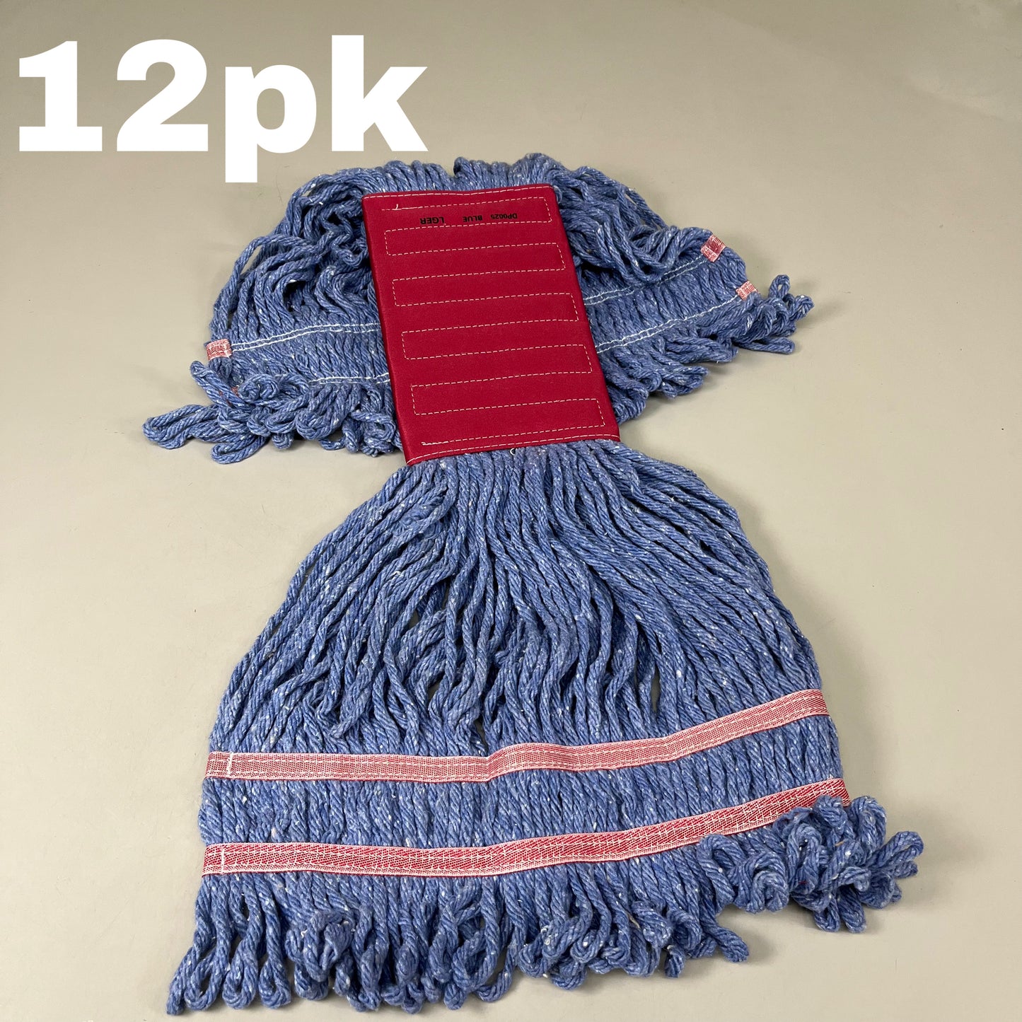 BOARDWALK (12 PACK) Spr Loop Wet Mop Head Cotton/Synthetic Large Blue