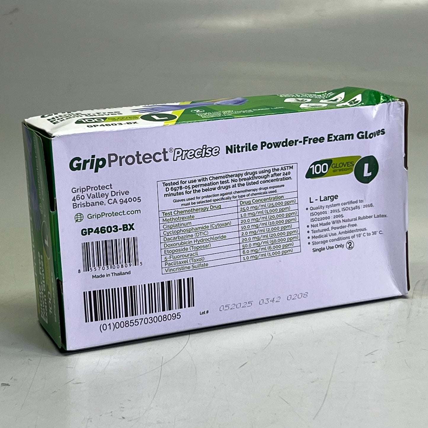 GRIPPROTECT (200 Gloves) Precise VIOLET Nitrile Exam Gloves L Violet GP4603-BX (New Other, Distressed Box)