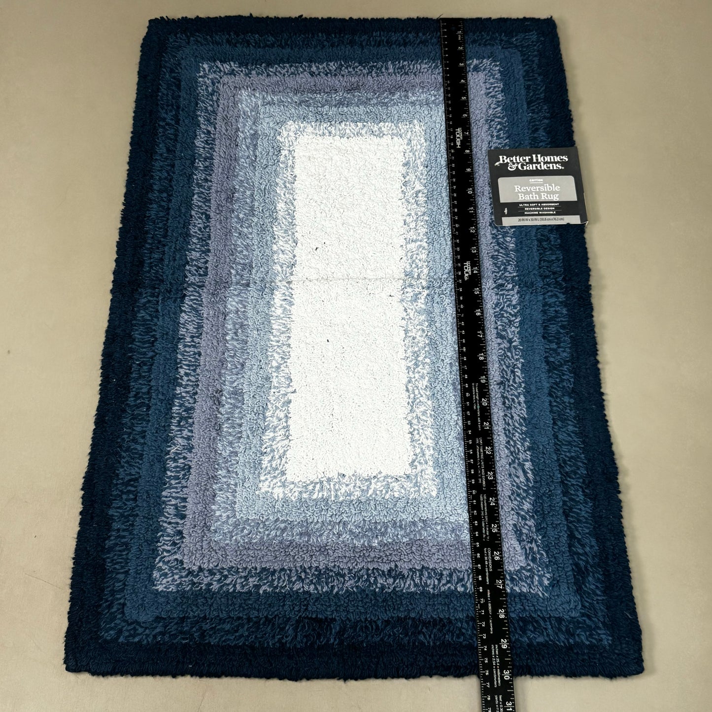 BETTER HOMES & GARDEN (2 PACK) Cotton Reversible Bath Rug 20X30" Ombre Blue