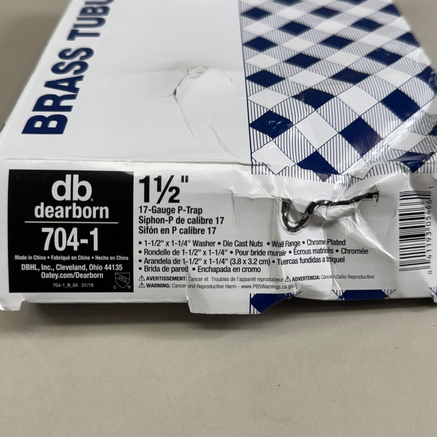 DEARBORN Chrome Plated Brass Tubular P-Trap 1-1/2"  Chrome 704-1 (New Other- (Distressed Packaging))