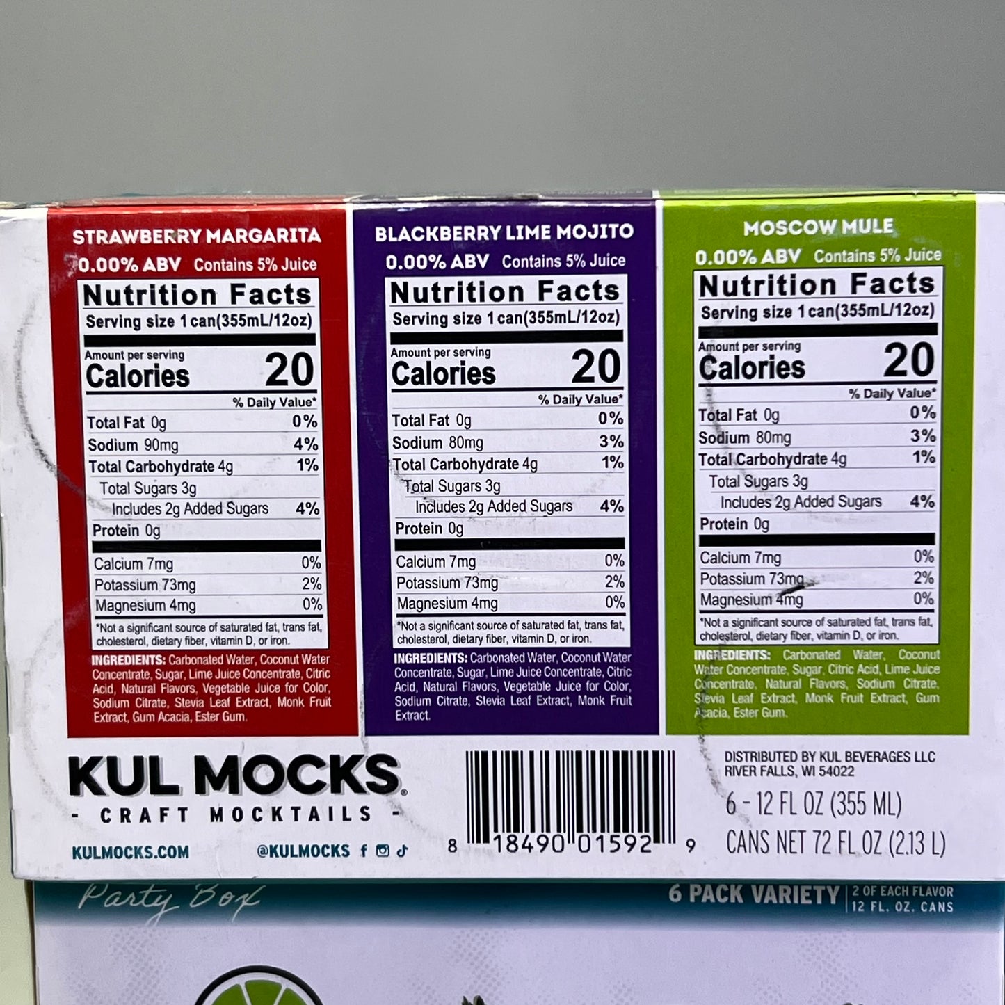 ZA@ KUL MOCKS (6 PACK) Non-Alcoholic Cocktail Mixers, Variety Party Box, 0.00% ABV 12 fl oz BB 10/25 (AS-IS) G
