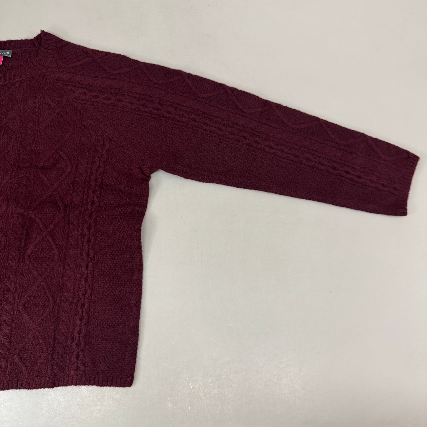 VINCE CAMUTO Cable Knit Sweater Women's Sz-L Wine SC2895