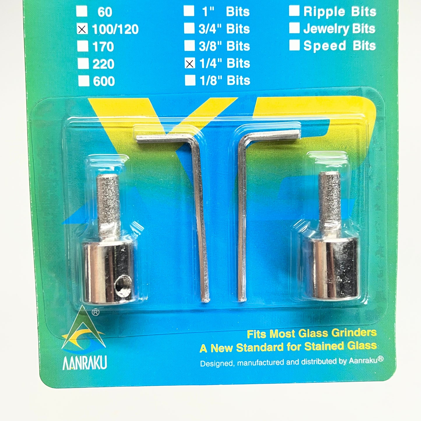 AANRAKU (SET OF 2) Twofers Grinding Bits 100/120 Diamond Mesh Grit 1/4"