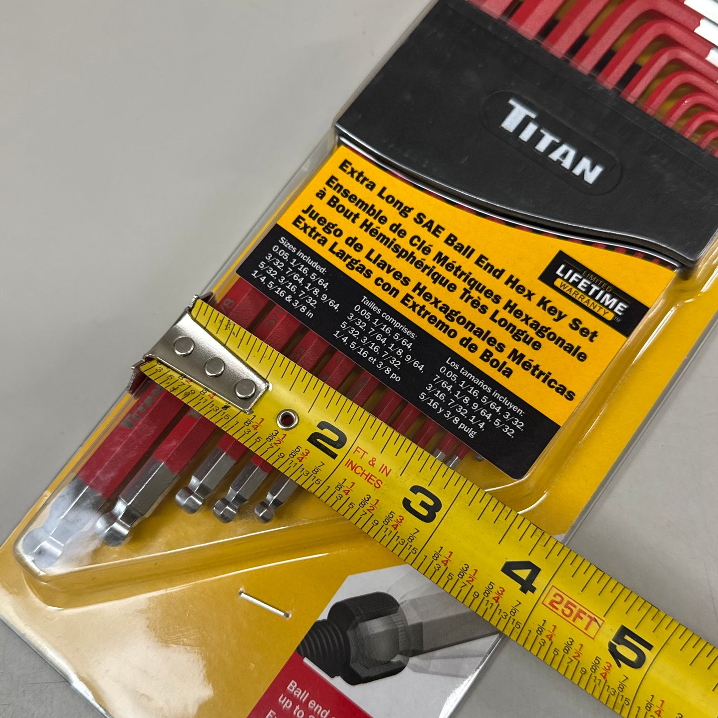 TITAN (13 Pieces) Extra Long SAE Ball End Hex Key Set 0.05-3/8" Red 12713