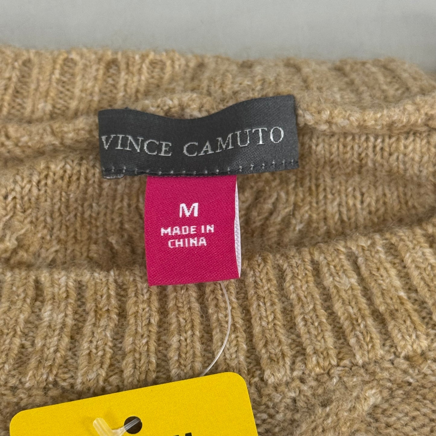 VINCE CAMUTO Cable Knit Sweater Women's Sz-M Latte Heather SC2895