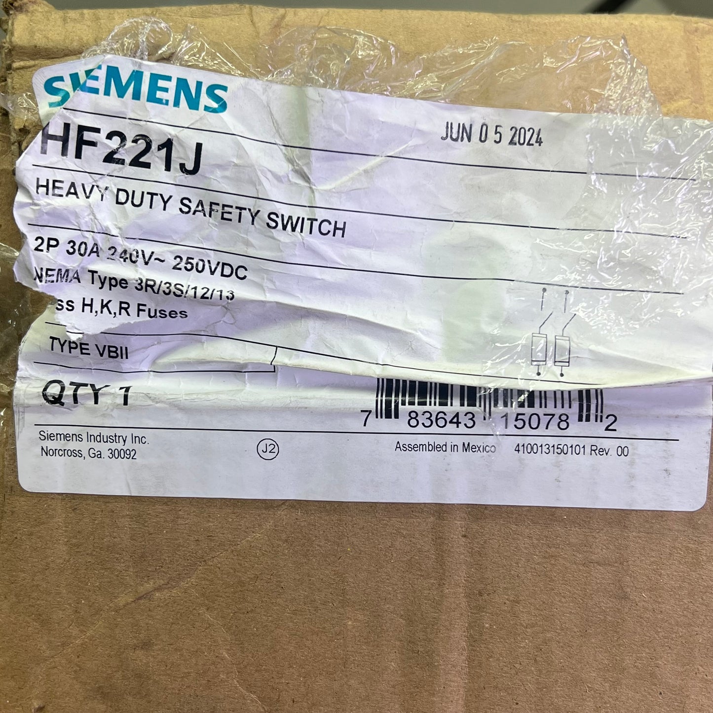 SIEMENS Low Voltage Circuit Protection Heavy Duty Safety Switch 2 Pole HF221J