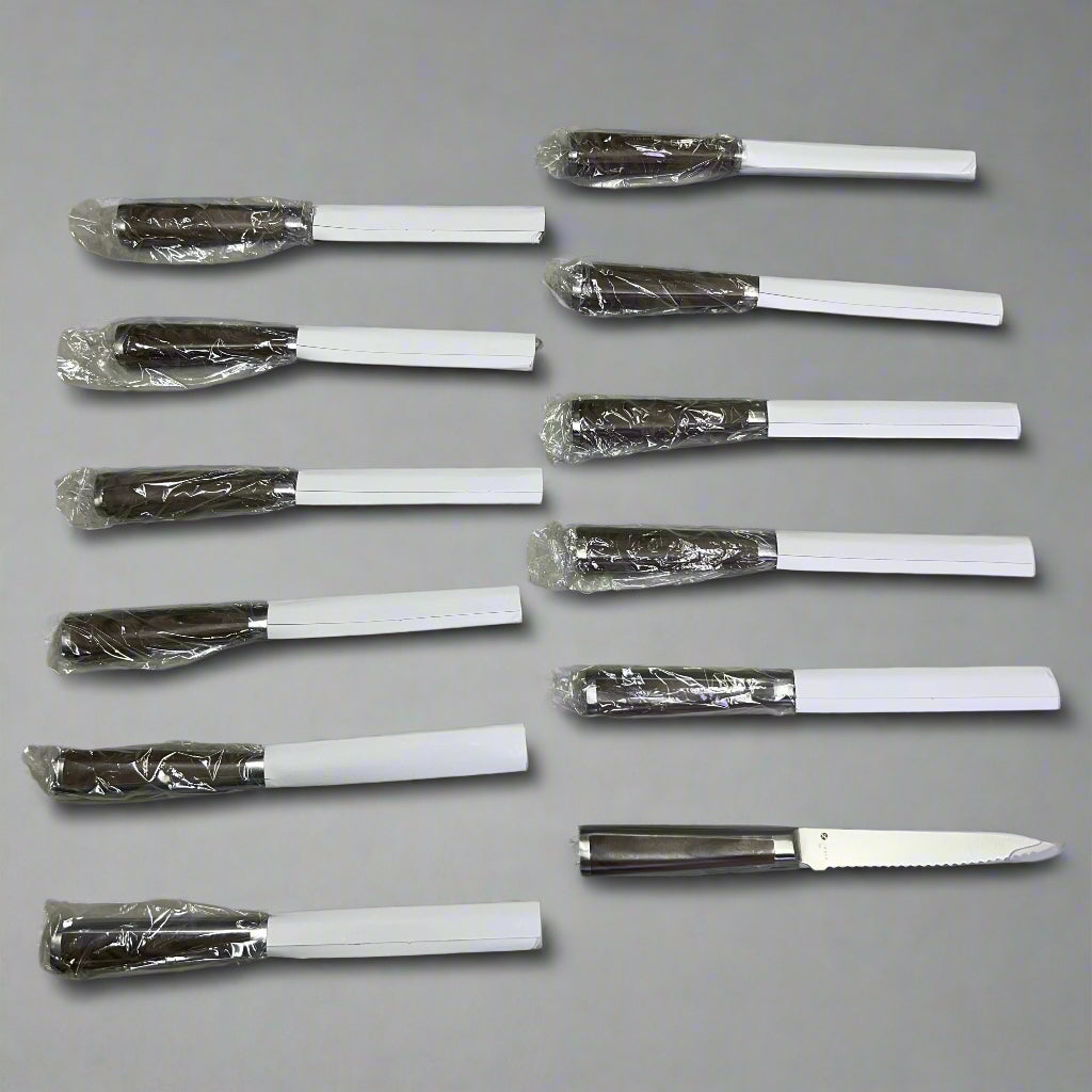LIBBEY (12 PACK) 1/4" Serrated Frontier Steak Knife W/ Brown Handle Grey 201-2832