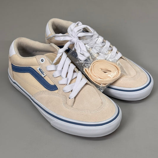 VANS Rowan Deconstructed Suede & Canvas Shoe Men's SZ 8 Light Cream/Navy Blue