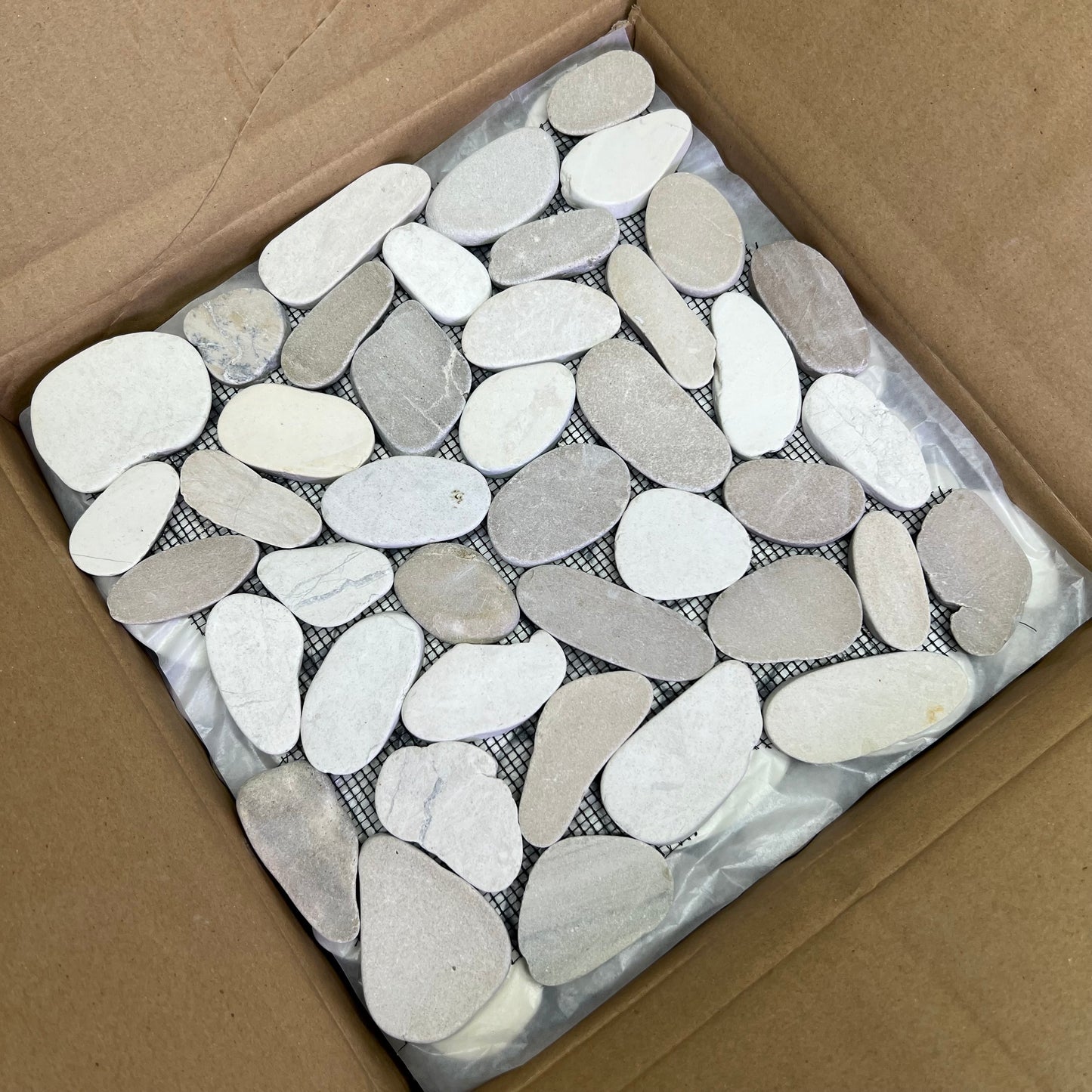 Natural Stone Tile (11 Pcs) 12" x 12" White/Beige Matt GAMI74