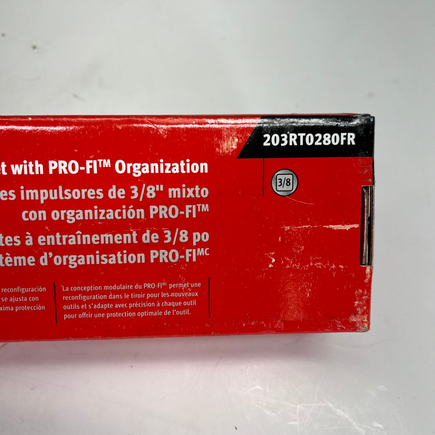SNAP ON Mixed Ratchet Set Pro Fit Organization  3 Piece - 3/8"Drive  203RT0280FR