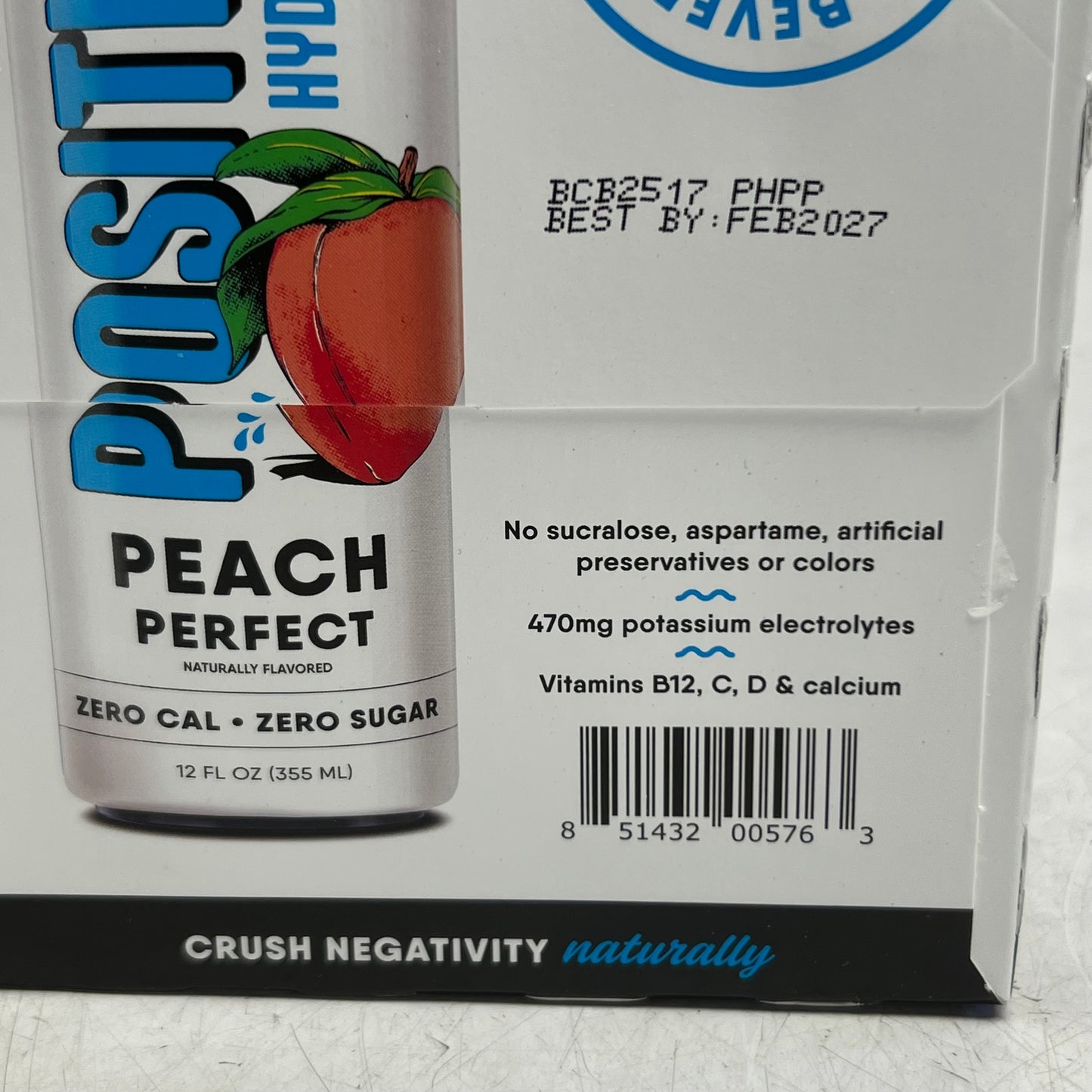 ZA@ POSITIVE (24 PACK) Hydration Peach Perfect 12 fl. oz. BB 02/27