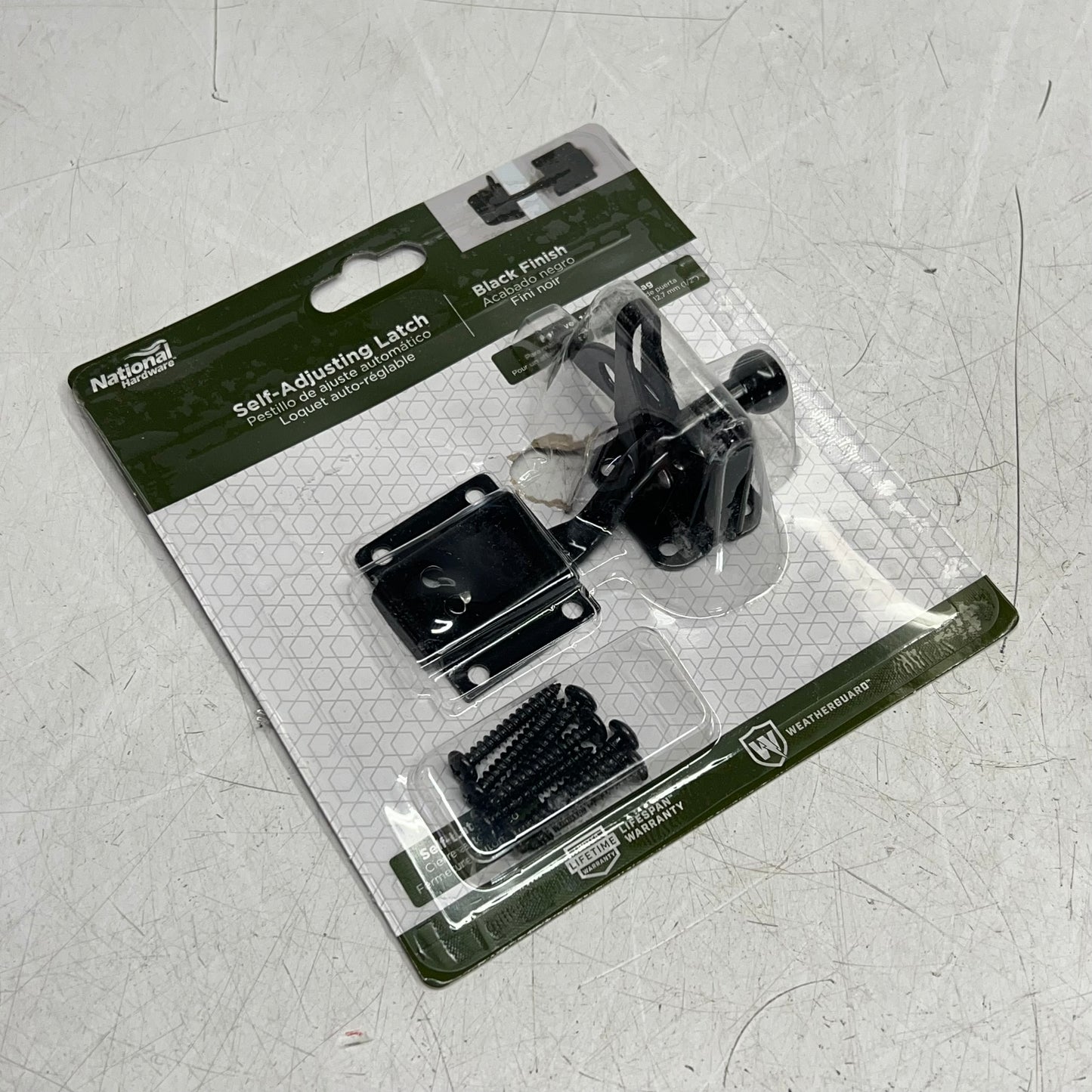 NATIONAL HARDWARE (LOT OF 4) Outdoor Hardware, Self Adjusting Latch, Safety Hasp & Corner Braces Silver/Black