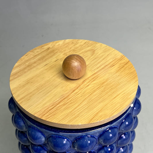 CREATIVE CO OP Large Stoneware Canister W/ Lid 10.5"H x 6.75"W Navy DG0650