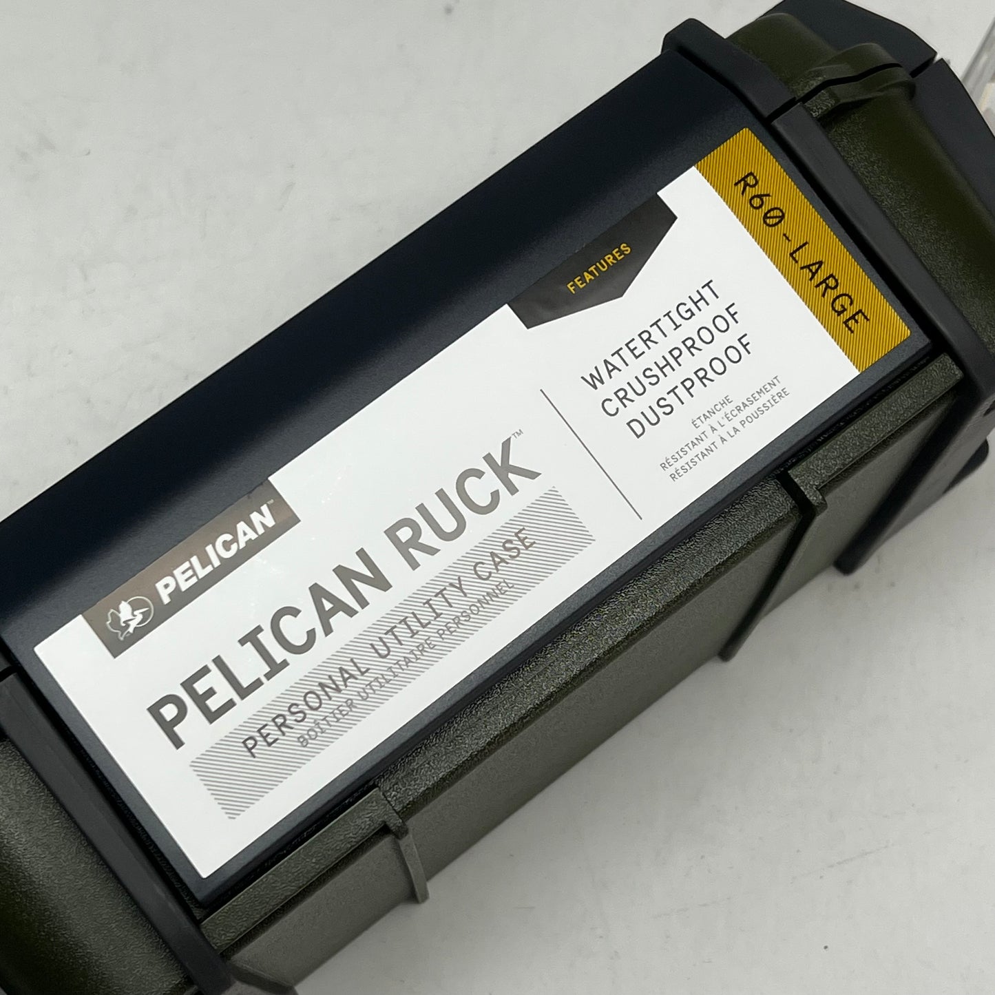 PELICAN  Ruck R60 Case Crushproof 11.14x6.86x3.88" OD Green RKR600-0000-OD
