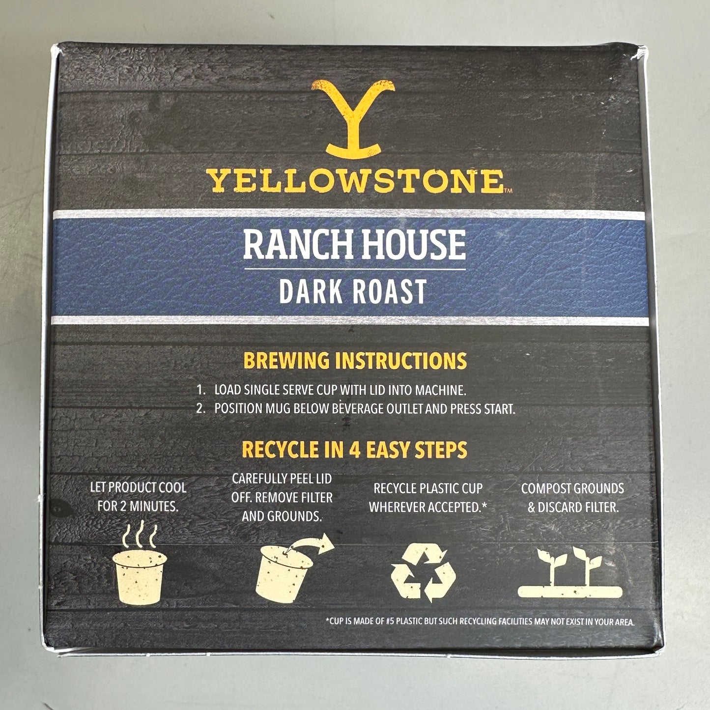 YELLOWSTONE Ranch House Dark Roast Coffee (6 PACK) .37oz Cups MP-69200-02 BB 6/26