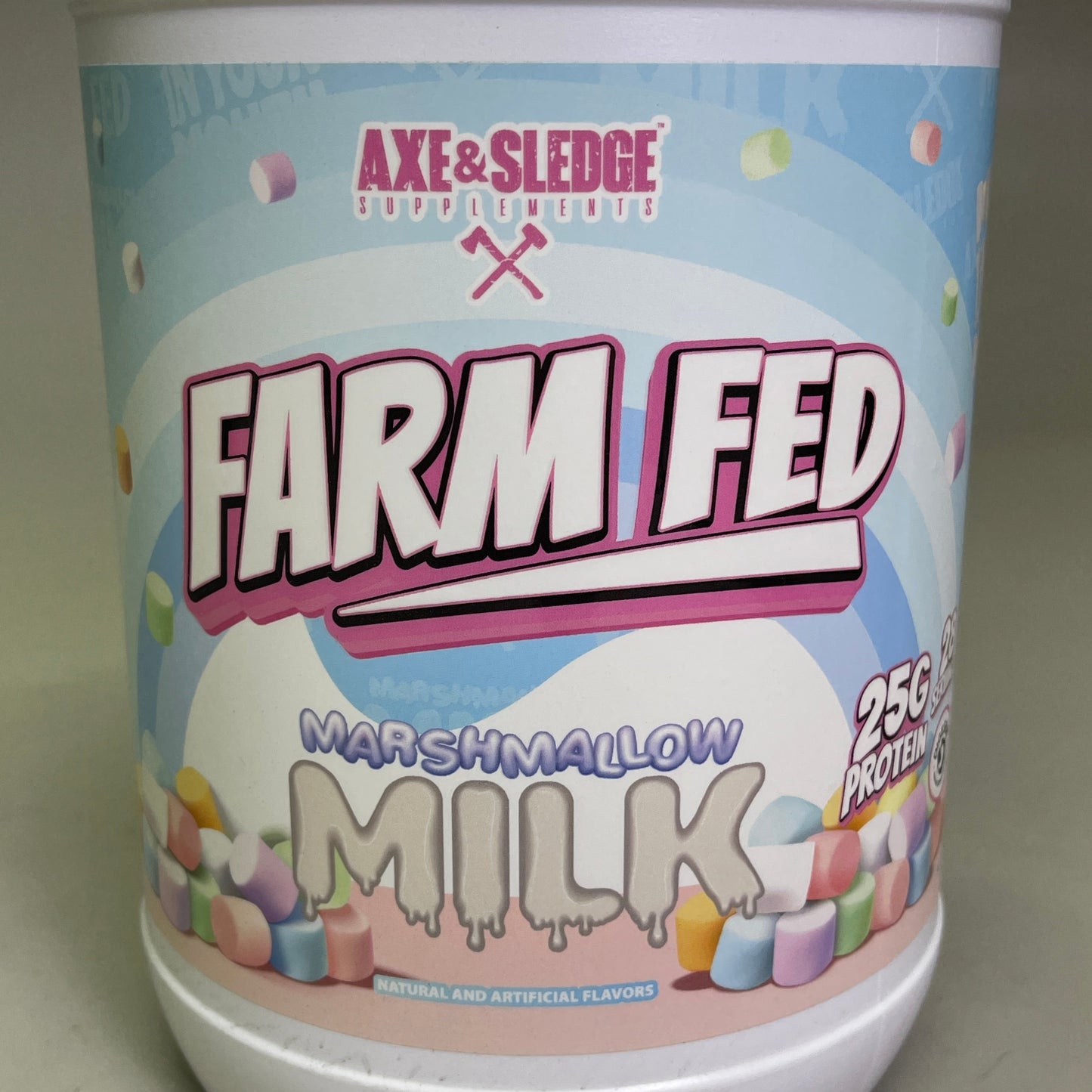 ZA@ AXE & SLEDGE Farm Fed 25G 100%Whey Protein Marshmallow Milk 28 Servings BB 04/26 C