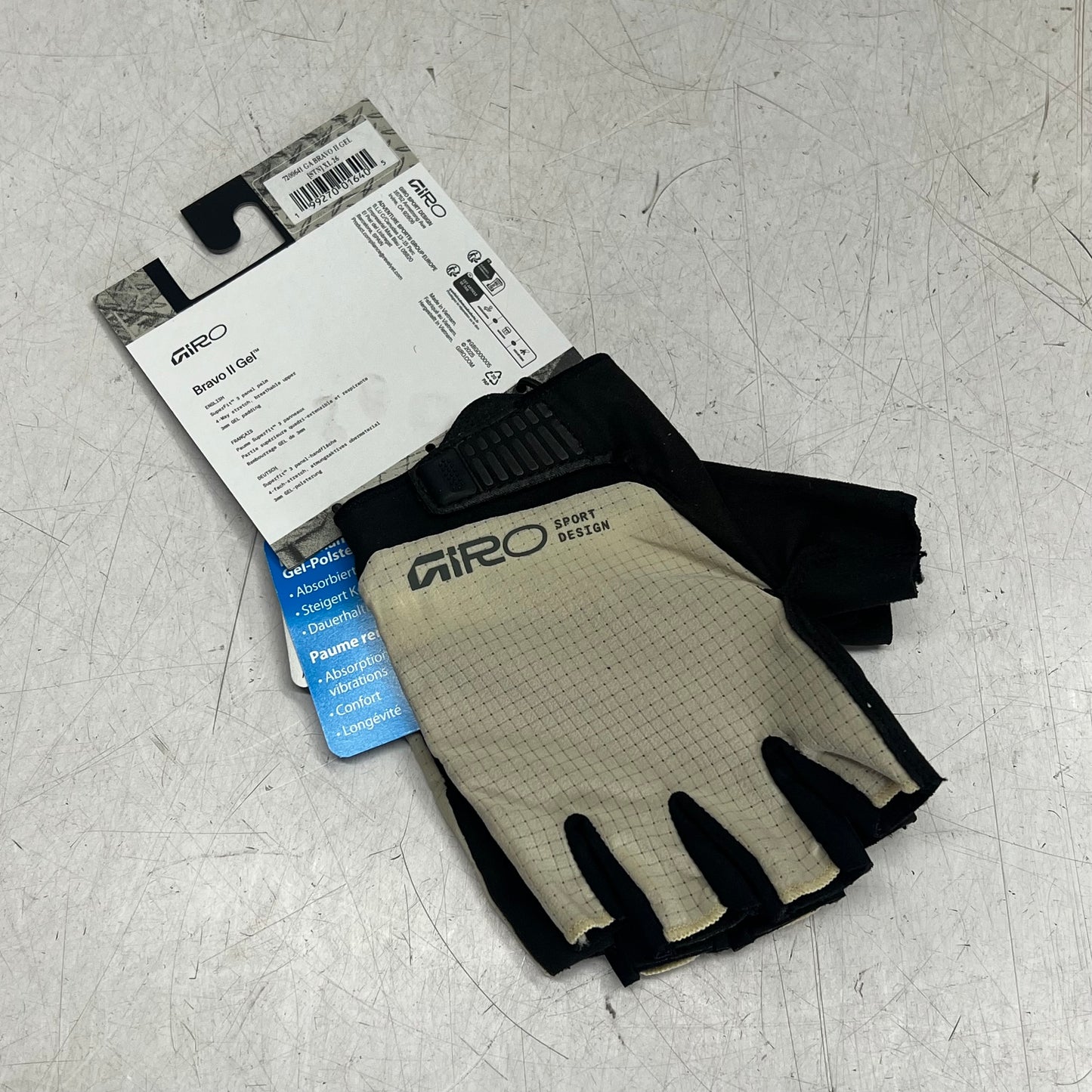 GIRO Bravo Ii Gel Cycling Gloves for Daily Riding  Men's Sz XL Stone 7200641