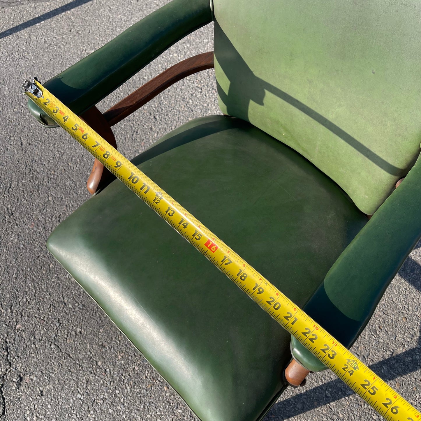 Z@ ANTIQUE Mid Century Modern/Post Art Deco Leather Chairs 34”x24”x24” Mahogany & Green