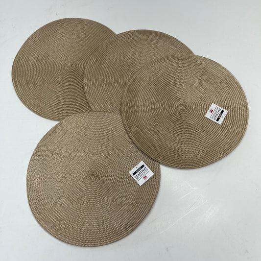NOW DESIGNS (4 PACK) Disko Placemat 100% Woven Polypropylene 15" Dia Taupe