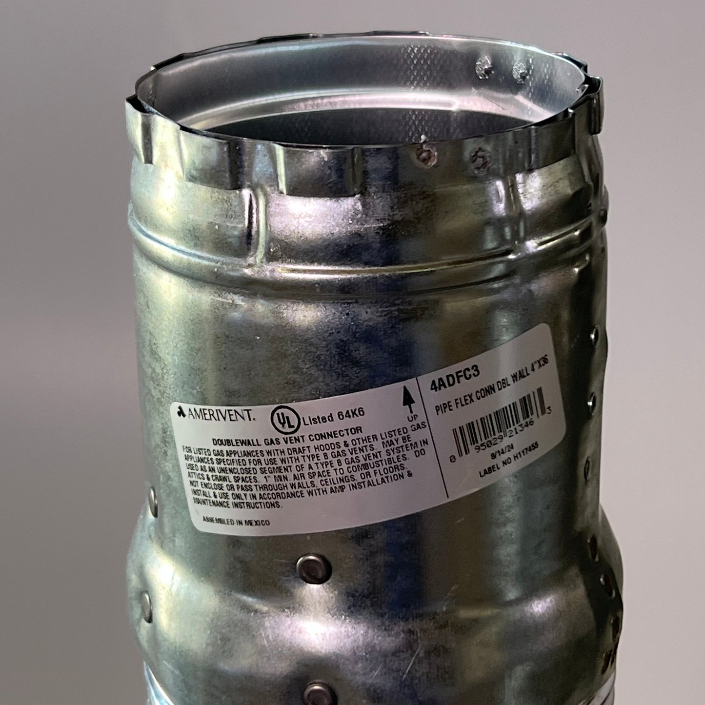 AMERIVENT (6 Pcs) Double Wall Flexible Pipe Vent Connector Sz 4” x 36”, 4ADFC3