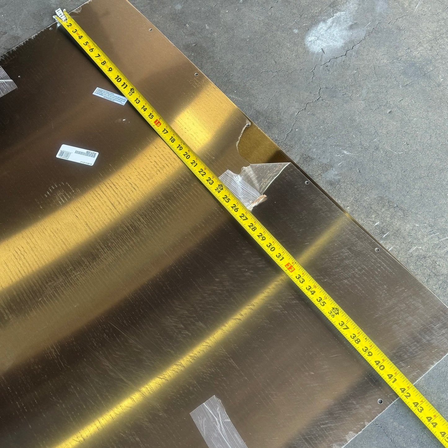 Stainless Steel Kick Plate Sz 42”Lx34”W Steel Material Gold