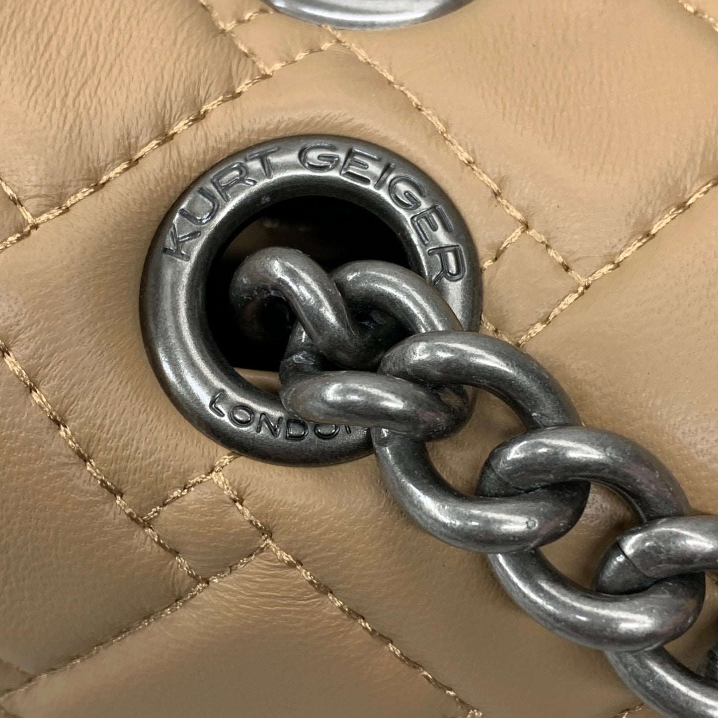 KURT GEIGER Kensington Leather X Bag 10.5" x 7" Camel 1470448109 New