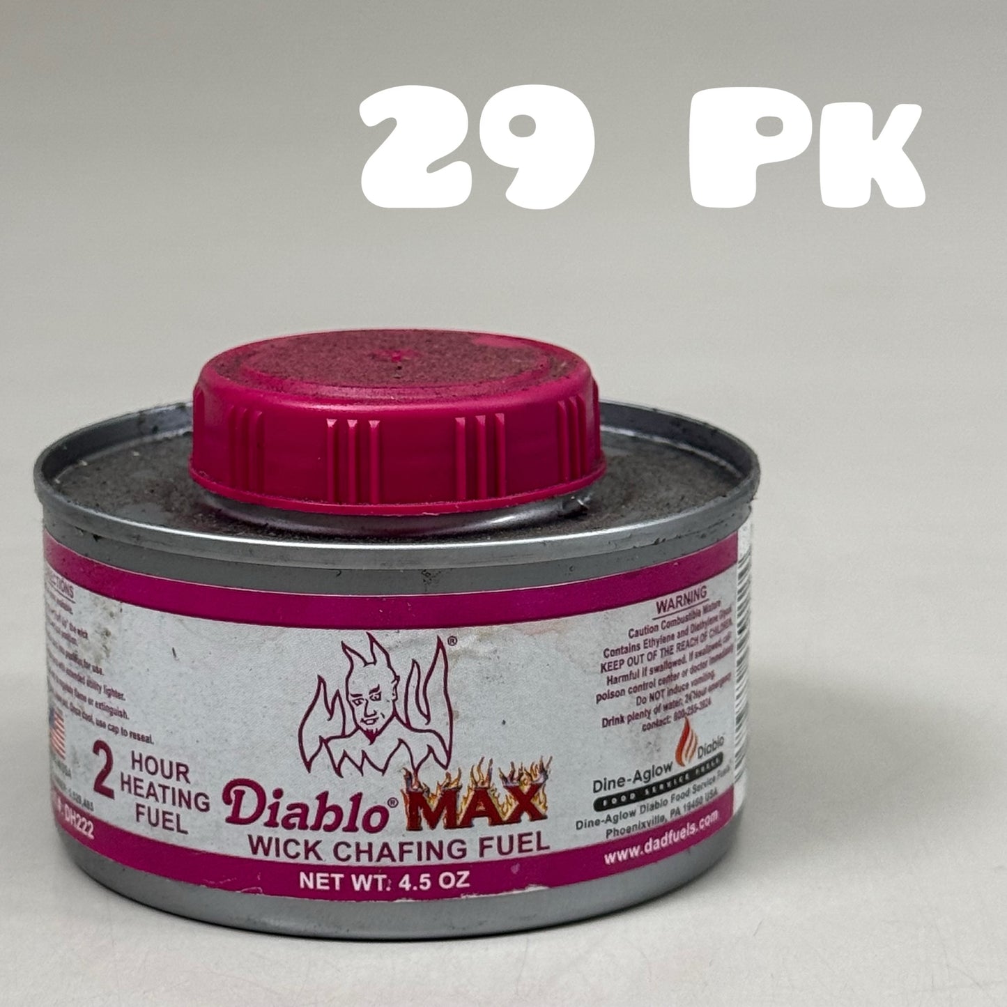 ZA@ DIABLO MAX (29 PACK) Wick Chafing Fuel 4.5 fl oz 2 Hr Heating Fuel As-is