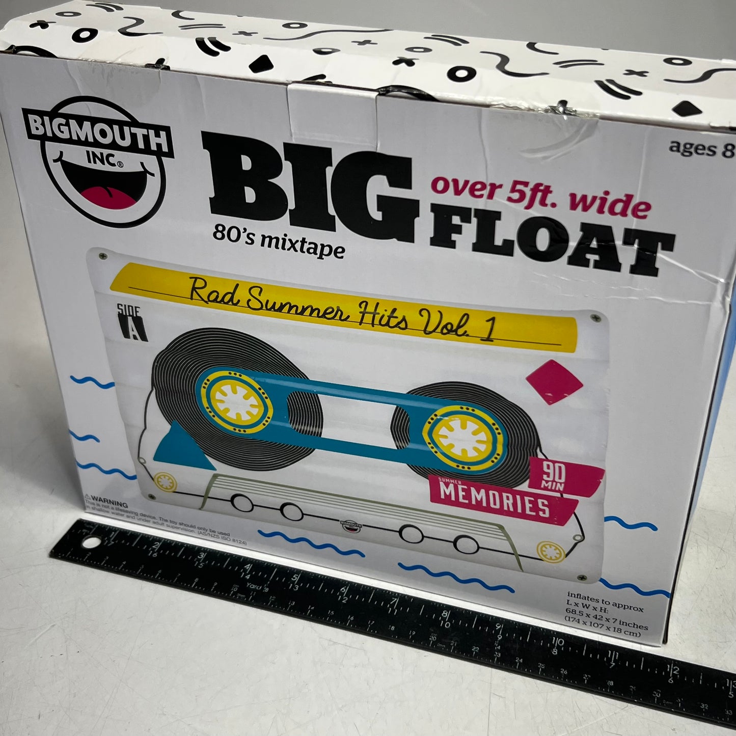 BIGMOUTH Inflatable Tape Cassette Float 68.5" x 42" x 7" White BMPF-0151