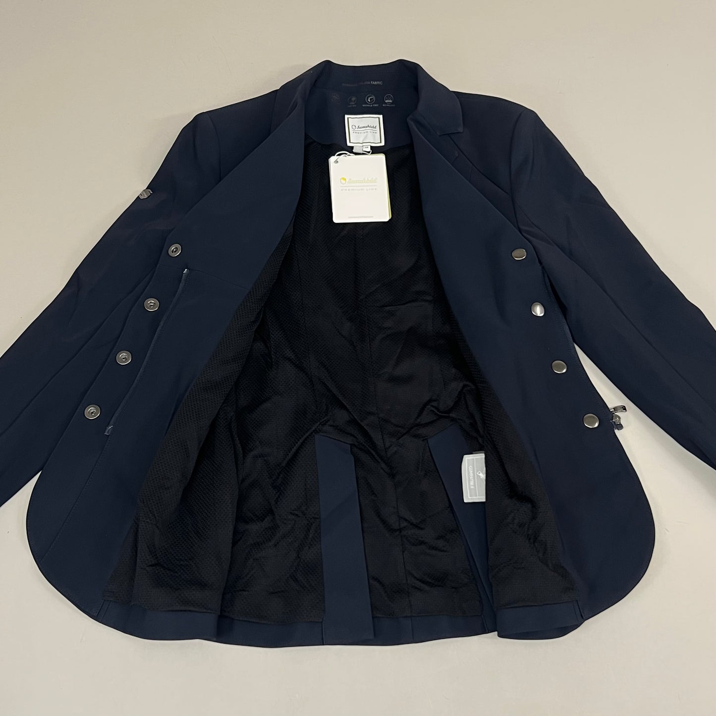 SAMSHIELD Olympe IV Equestrian Riding Jacket Women’s Sz US 6, UK 8, FR 36 Navy Blue