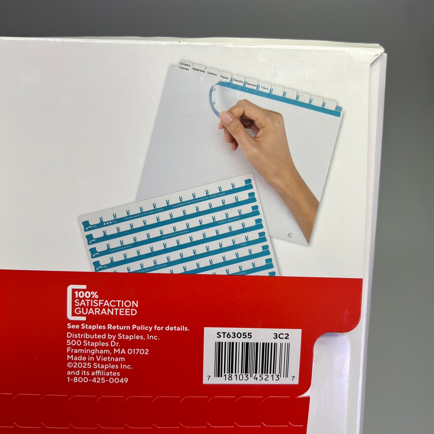 STAPLES (5 SETS, 12 TABS EACH) Print & Apply Adhesive Label Dividers ST63055
