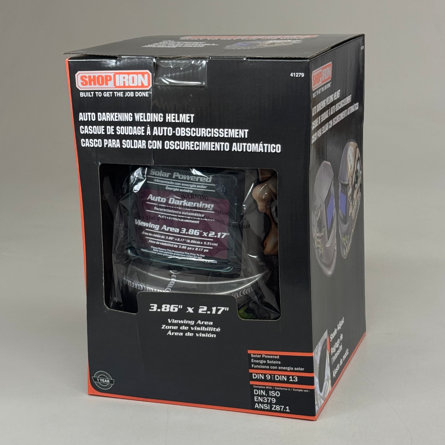 TITAN ShopIron Auto Darkening Welding Helmet 3.86x2.17" View Grey Skeleton 41279