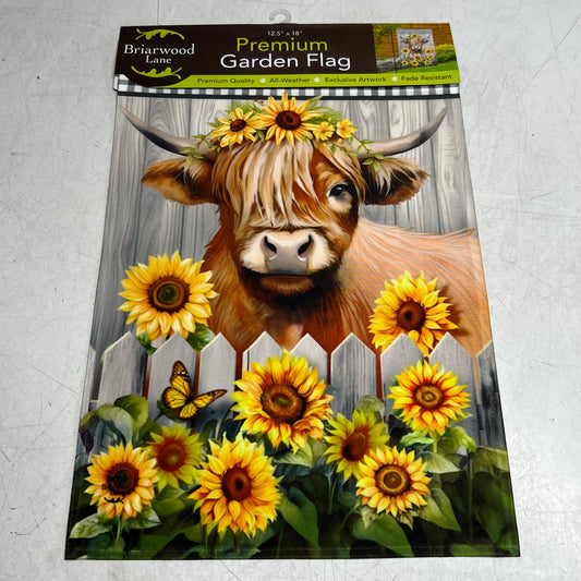 BRIARWOOD LANE Highland Cow Garden Flag Sz 12.5" x 18" Red & White G02625
