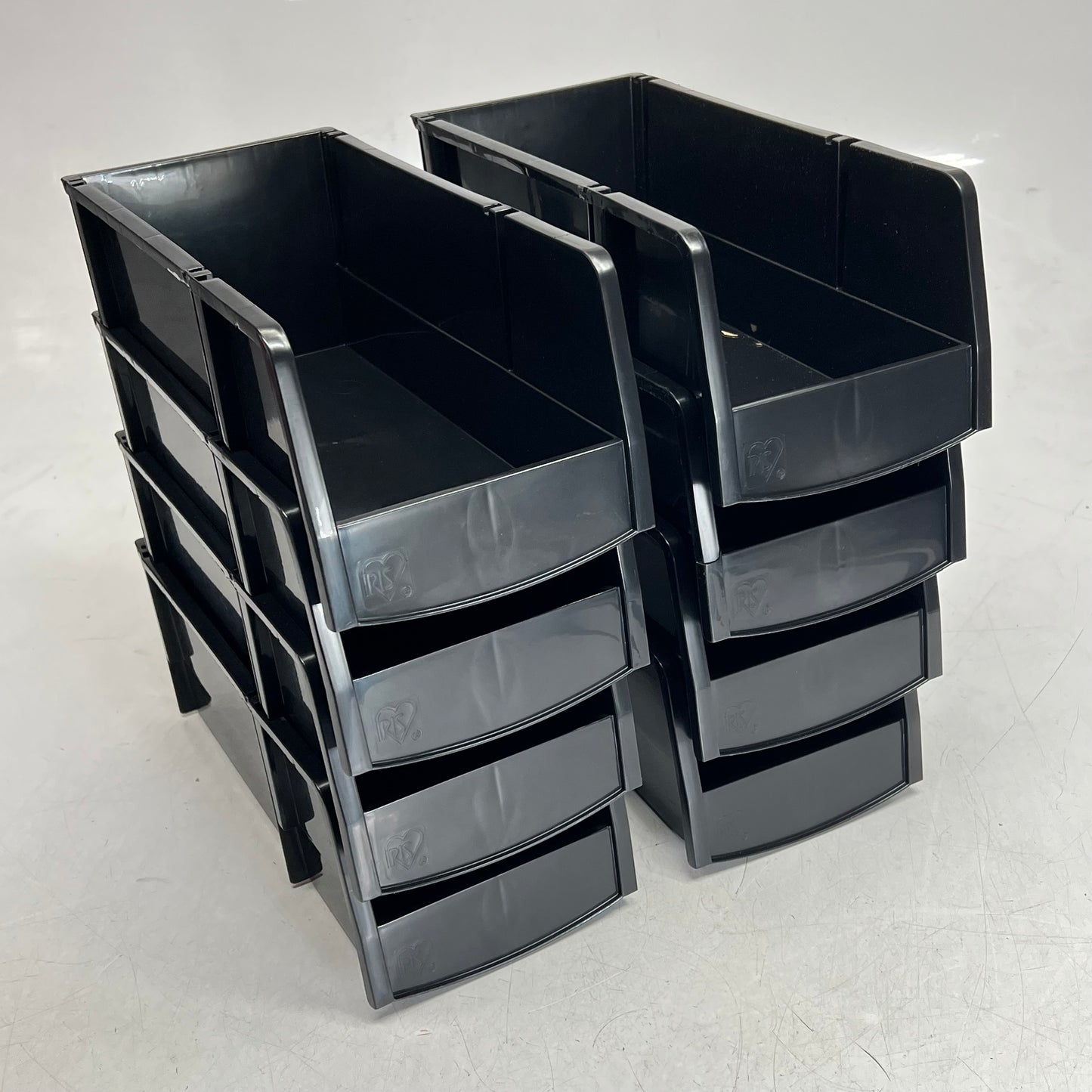 IRIS  Plastic Slim Organizing Bins Modular Stacking  13"Lx6"Wx5"H Black 585573