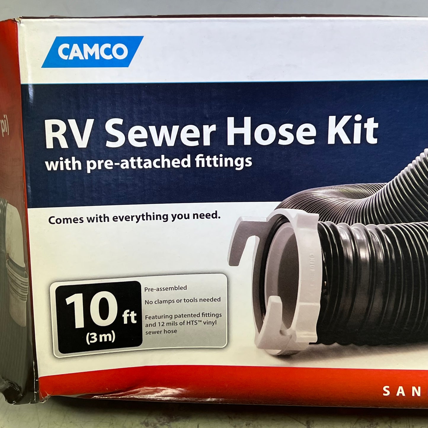 CAMCO Hassle Free Ready To Use Sewer Hose Kit 4-In-1 Adapter 10' Black 39551