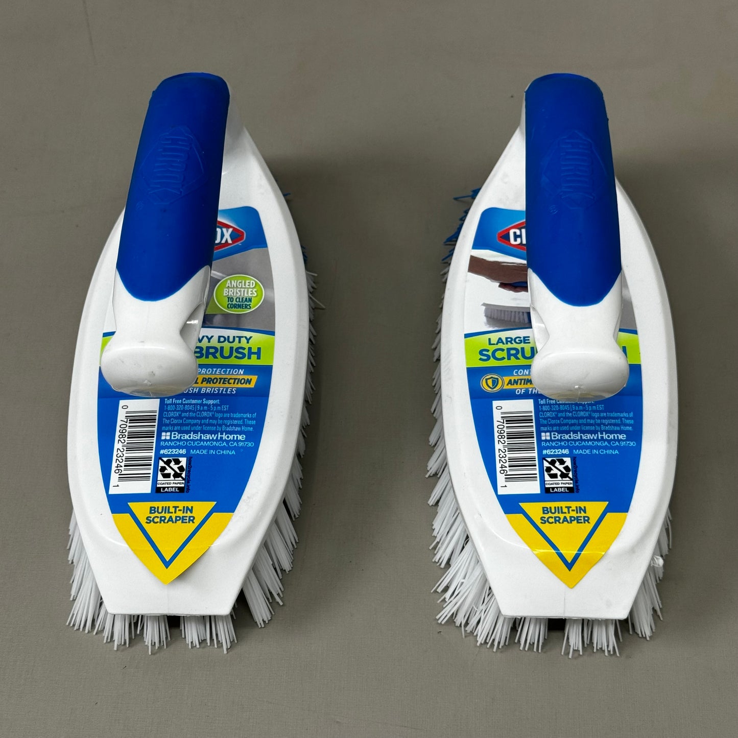 CLOROX (2 PACK!) Large Heavy Duty Scrub Brush 7 1/2" x 3" Blue/White 623246