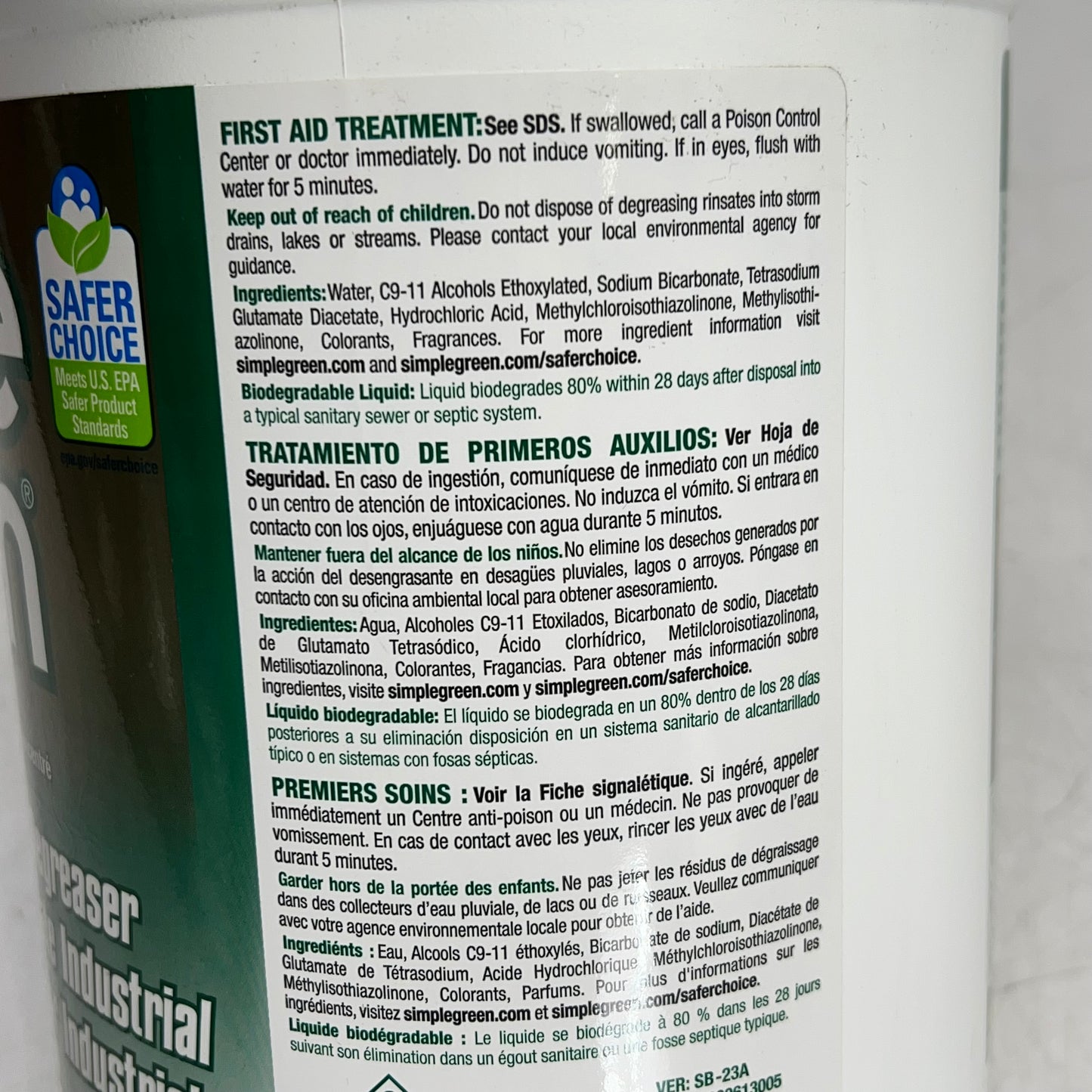 ZA@ SIMPLE GREEN (2 PACK) Concentrated All-Purpose Cleaner 1 Gal Green SB-23A
