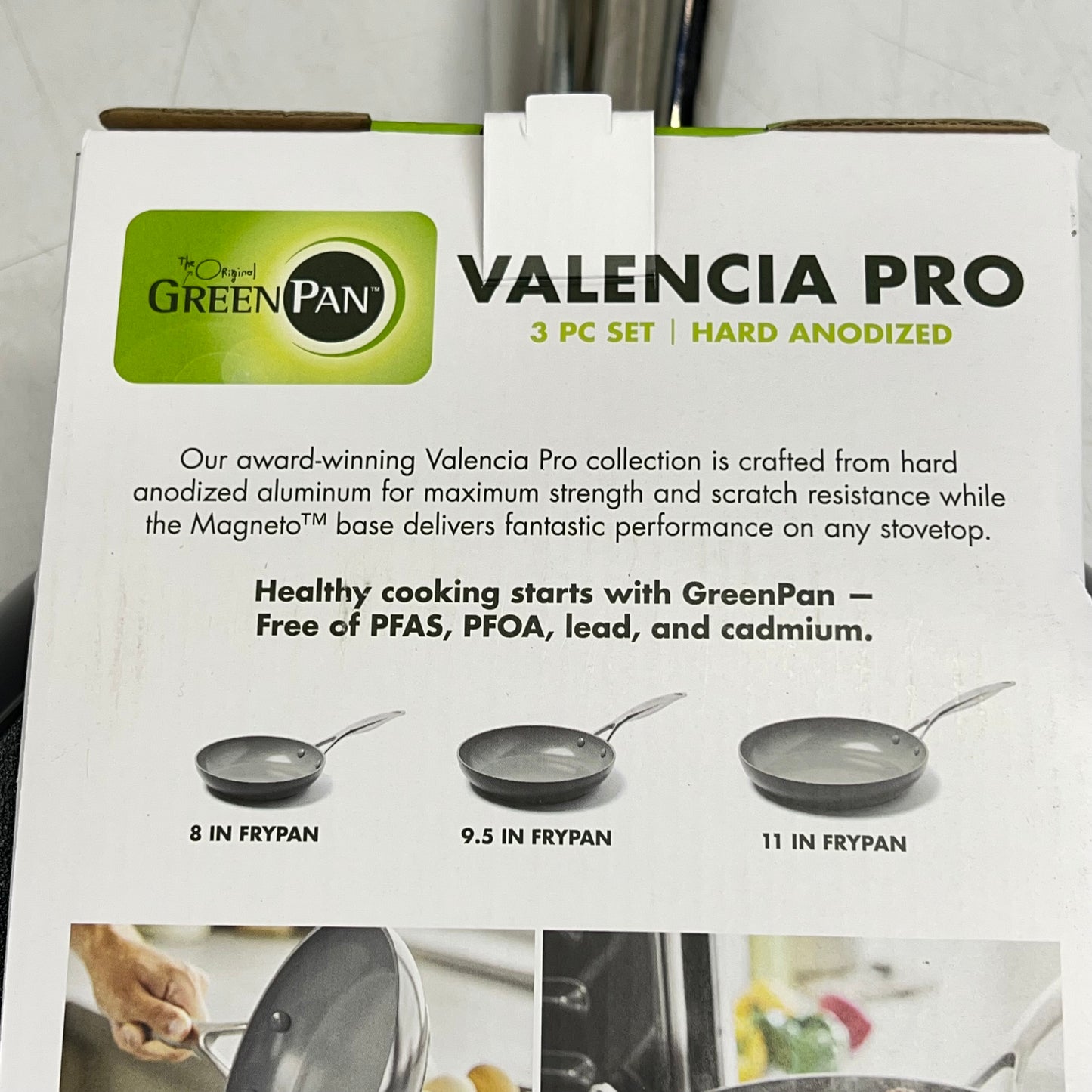 GREEN LIFE Valencia Pro Ceramic Nonstick Frypan Set  8" 9.5" & 11" Charcoal Grey