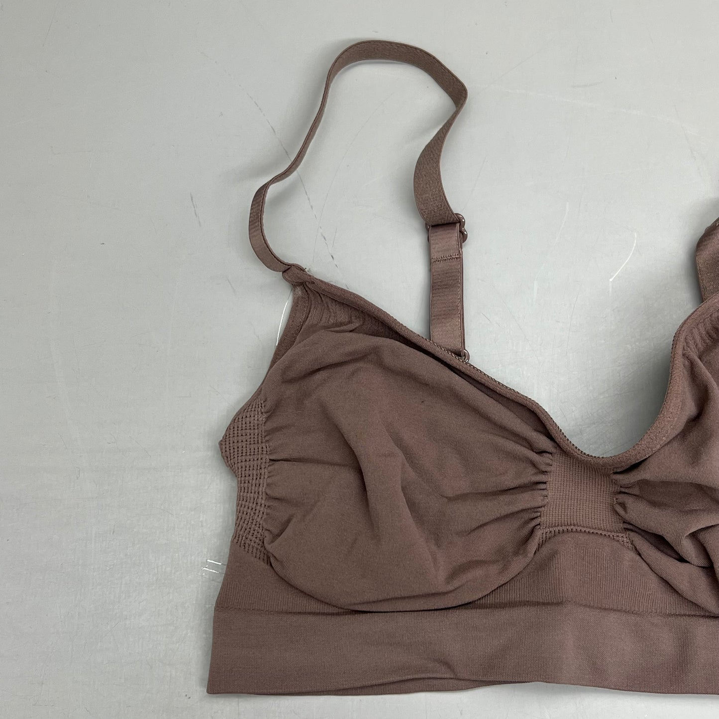 SKIMS Strong Support Seamless Bralette Pique Stitching Women's Sz S Umber