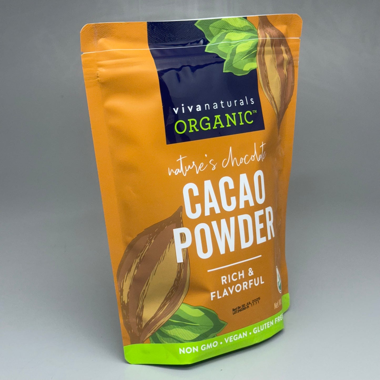 VIVA NATURALS (2 PACK) Cacao Powder Organic 1 lb BB 07/25