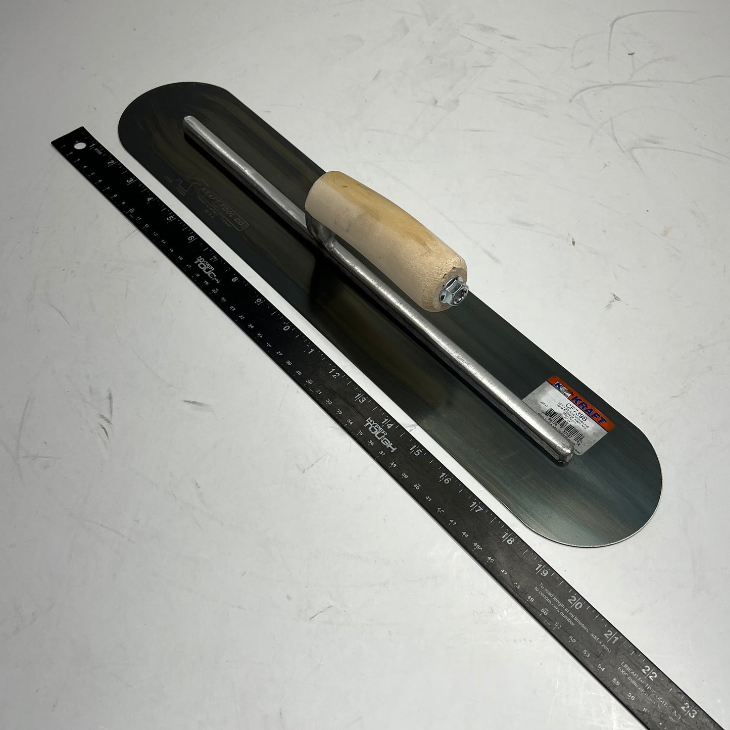 KRAFT TOOLS Professional Grade Pool Trowel 20L"x4" L Blue Steel CF739B